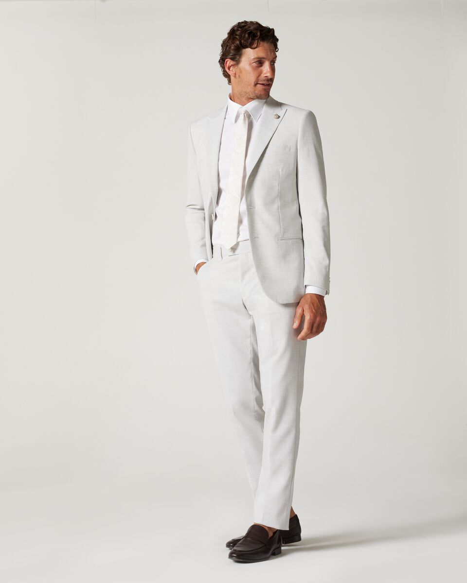 Winter White Slim Stretch Marle Tailored Pant 